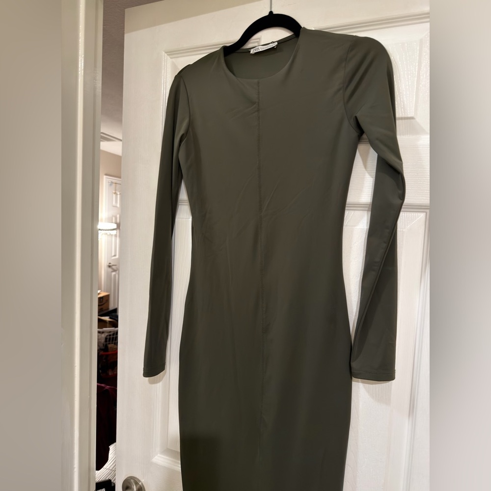 Zara Olive Long Sleeve Dress